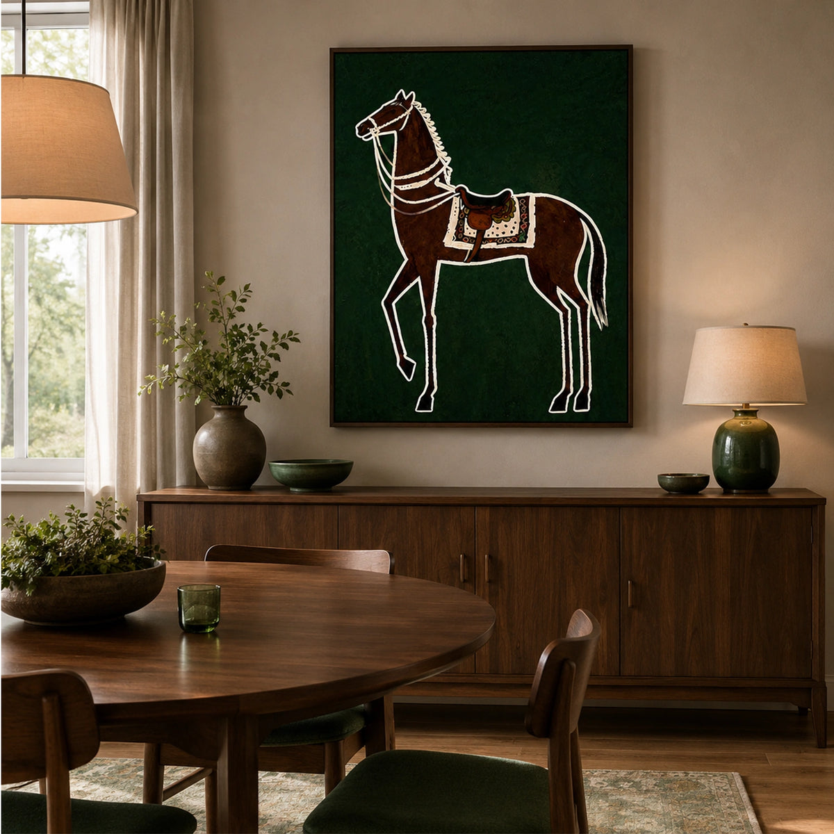 Abstract Animal Horse Canvas Art #DW156