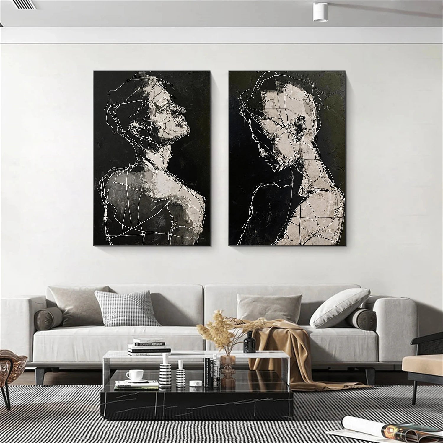 Abstract Portrait Wall Art Set of 2 #LA070