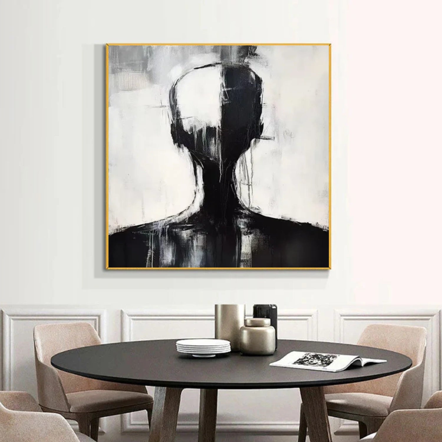Black and White Abstract Portrait Wall Art # LA030