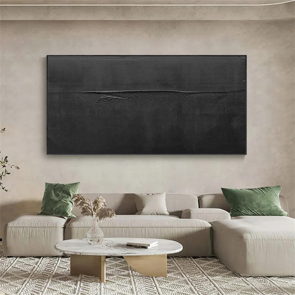 Black Minimalist Textured Canvas Art #WZ076
