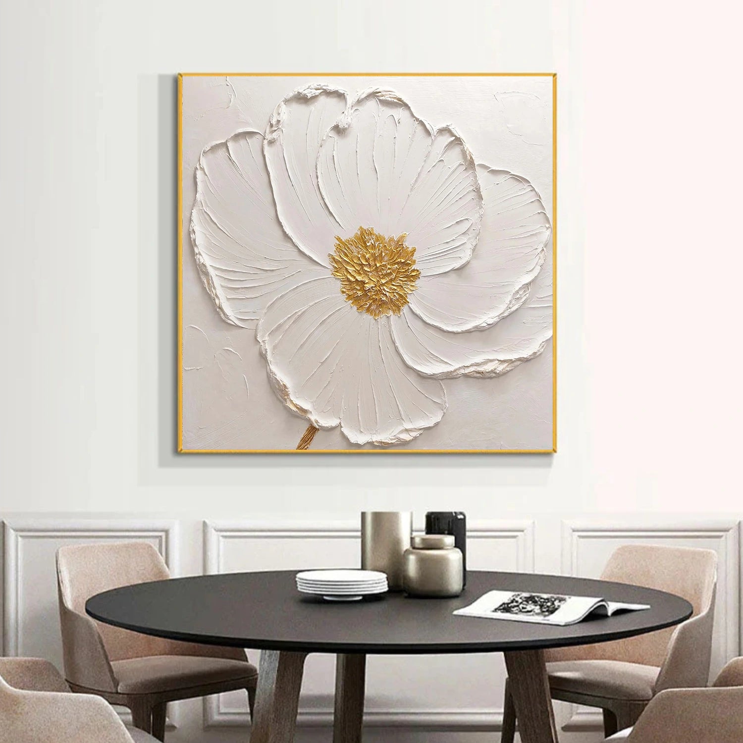 Minimalist Flower And Tree Textured Canvas Art #MF126