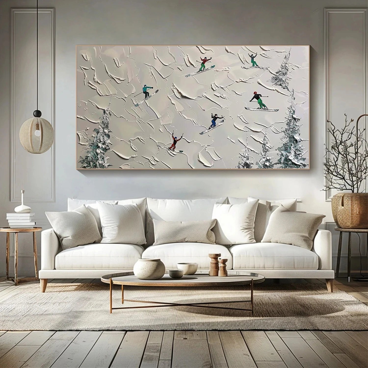 Skiing Sport Textured Canvas Painting #PB074