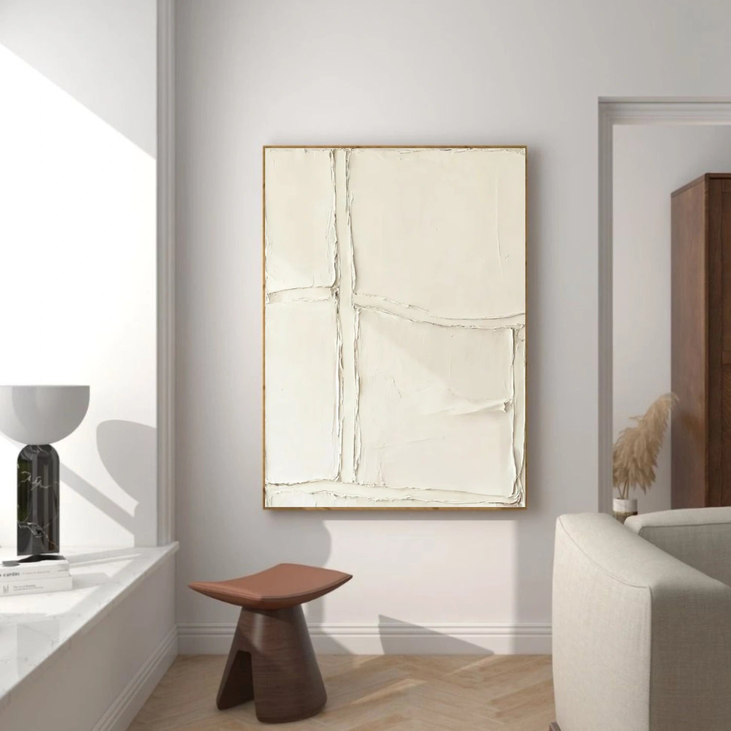 Beige Minimalist Textured Canvas Art #WM083