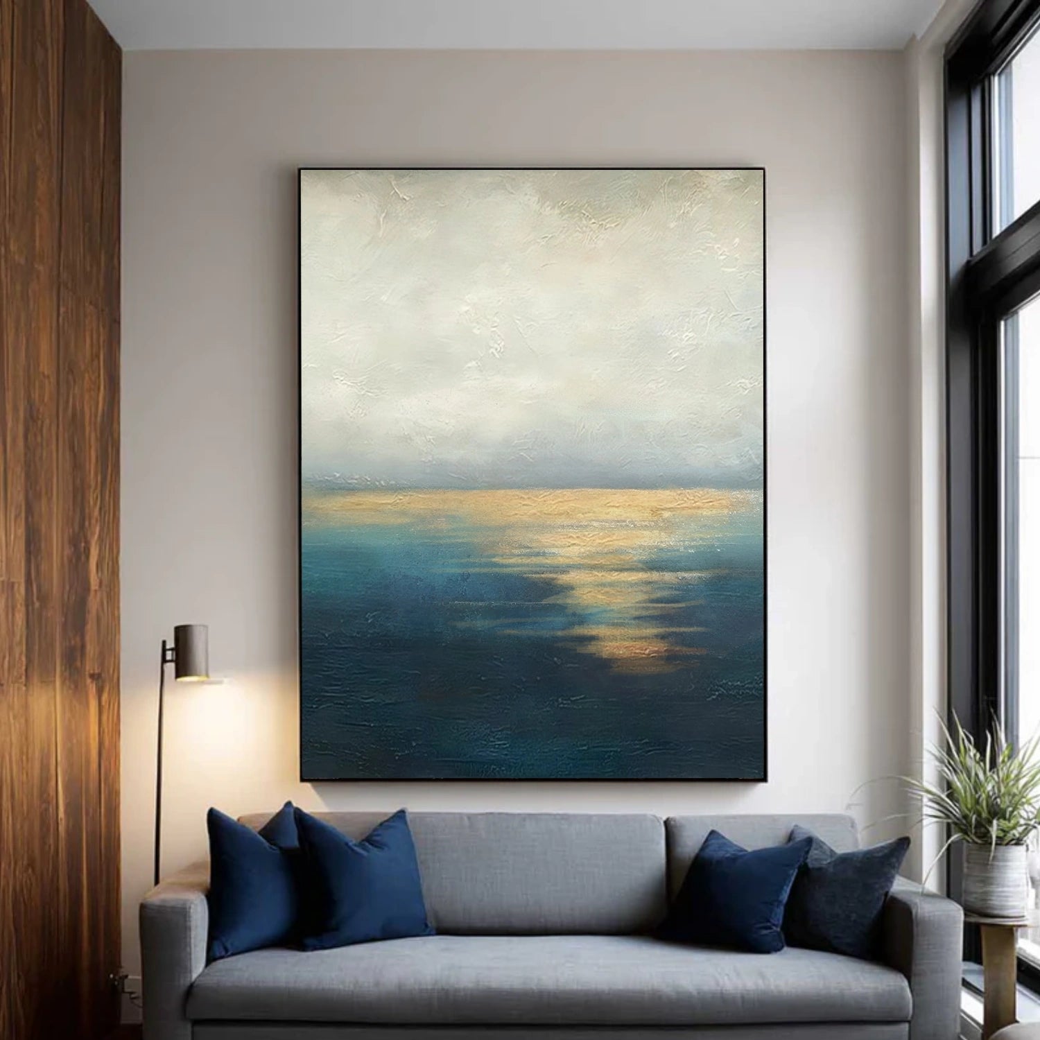 Blue and Gold Abstract Wall Art #VA214
