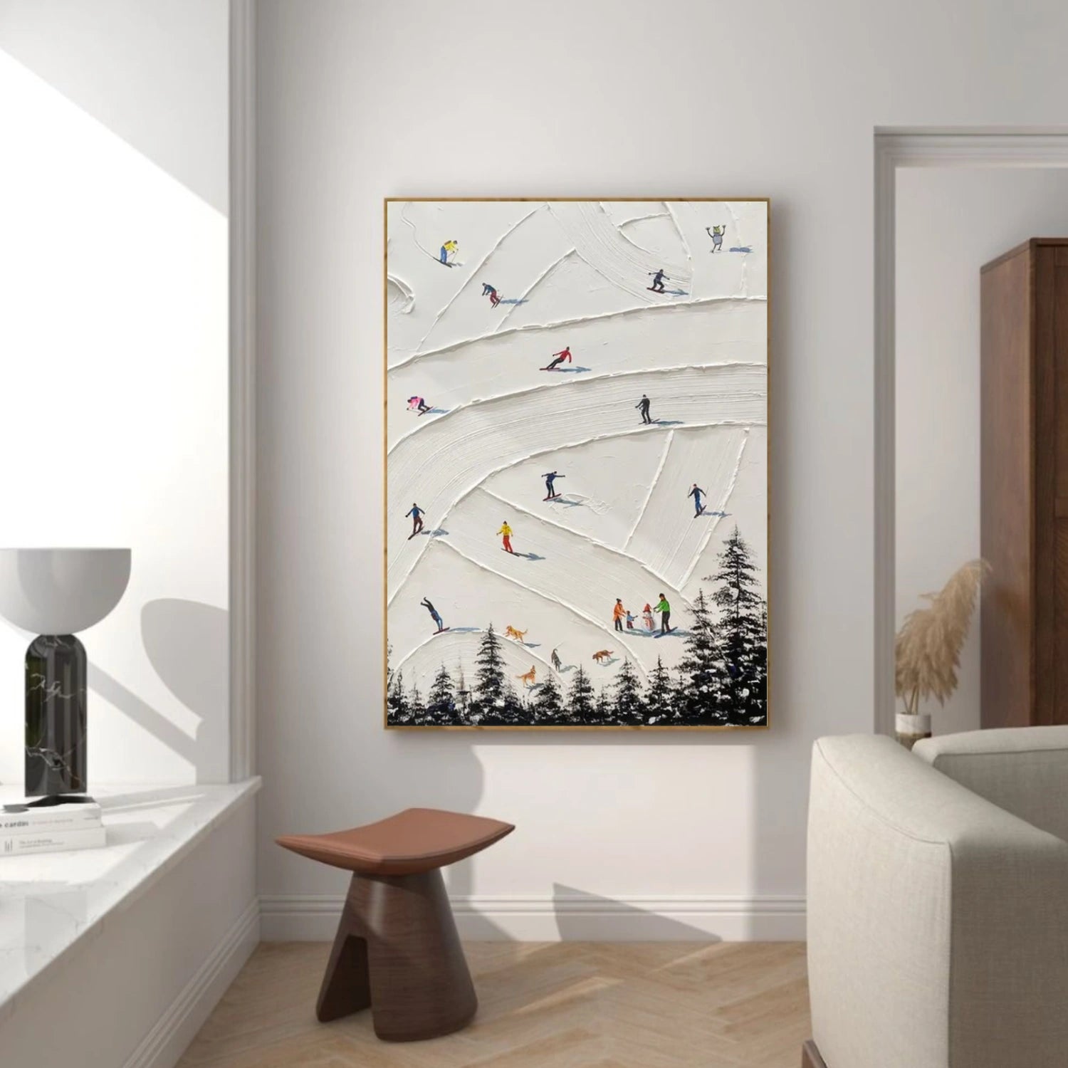 Skiing Sport Textured Canvas Painting #PB046