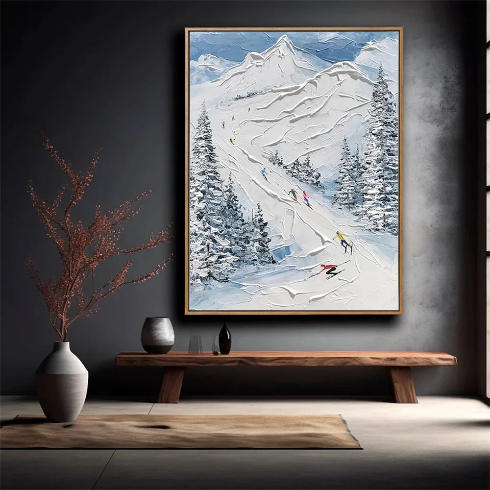 Skiing Sport Textured Canvas Painting #PB009