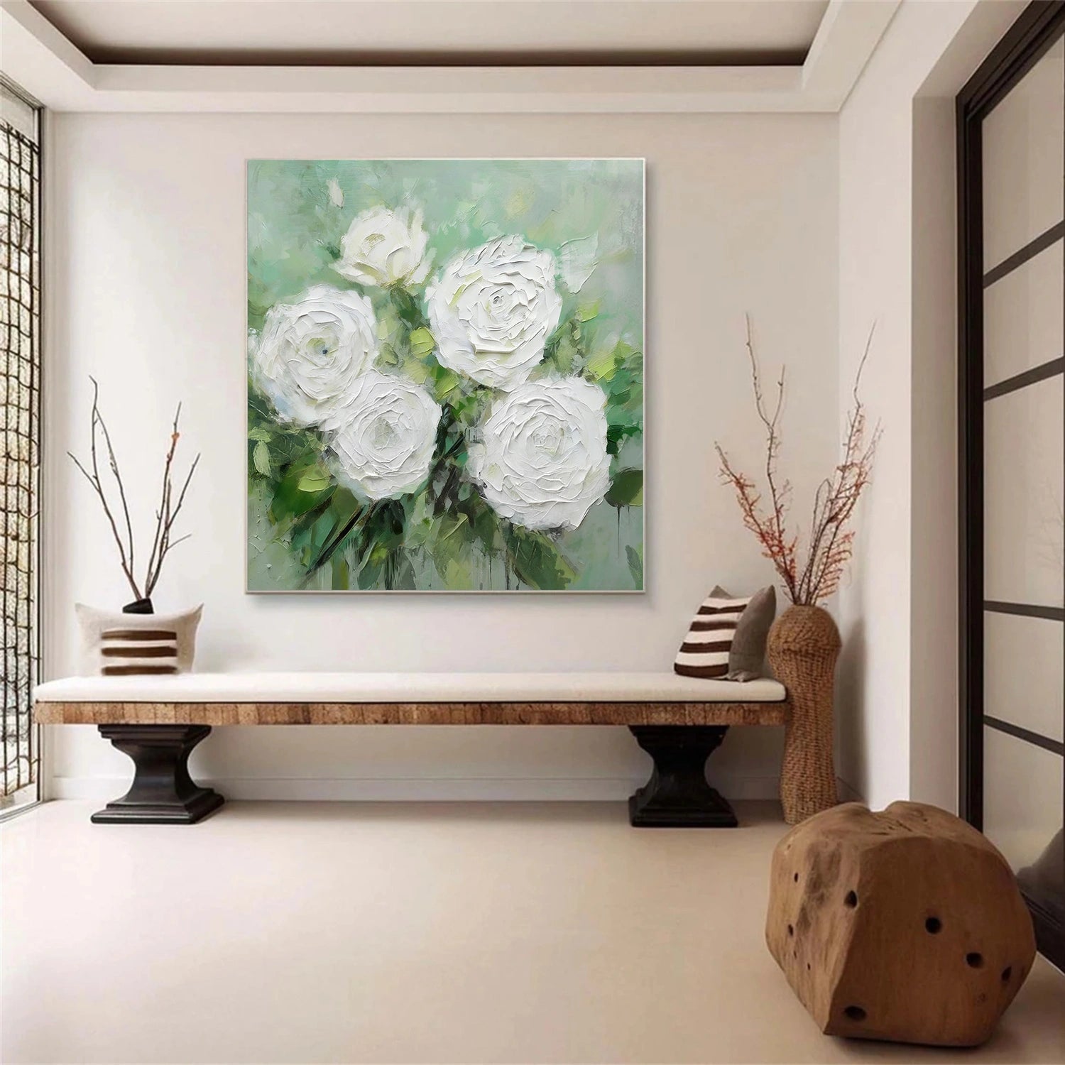 Abstract Flower And Tree Textured Canvas Art #MF166