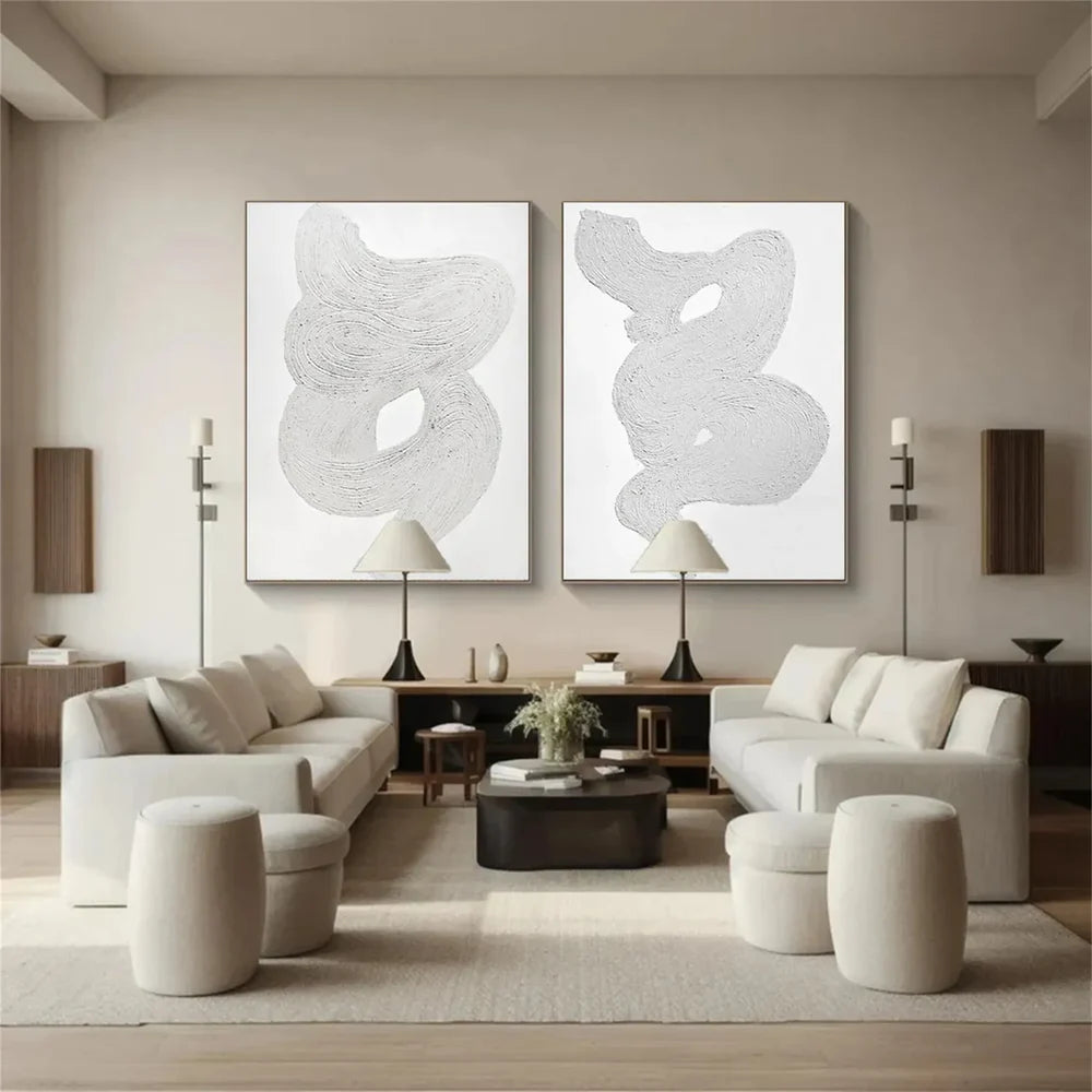 White Minimalist Wall Art Set of 2 #WM044