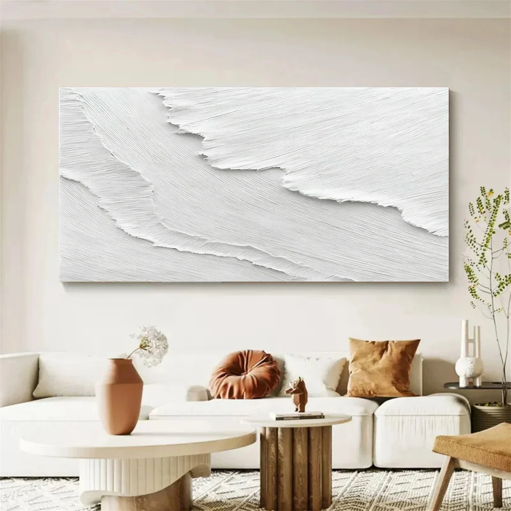 White Minimalist Textured Wall Art #WM004
