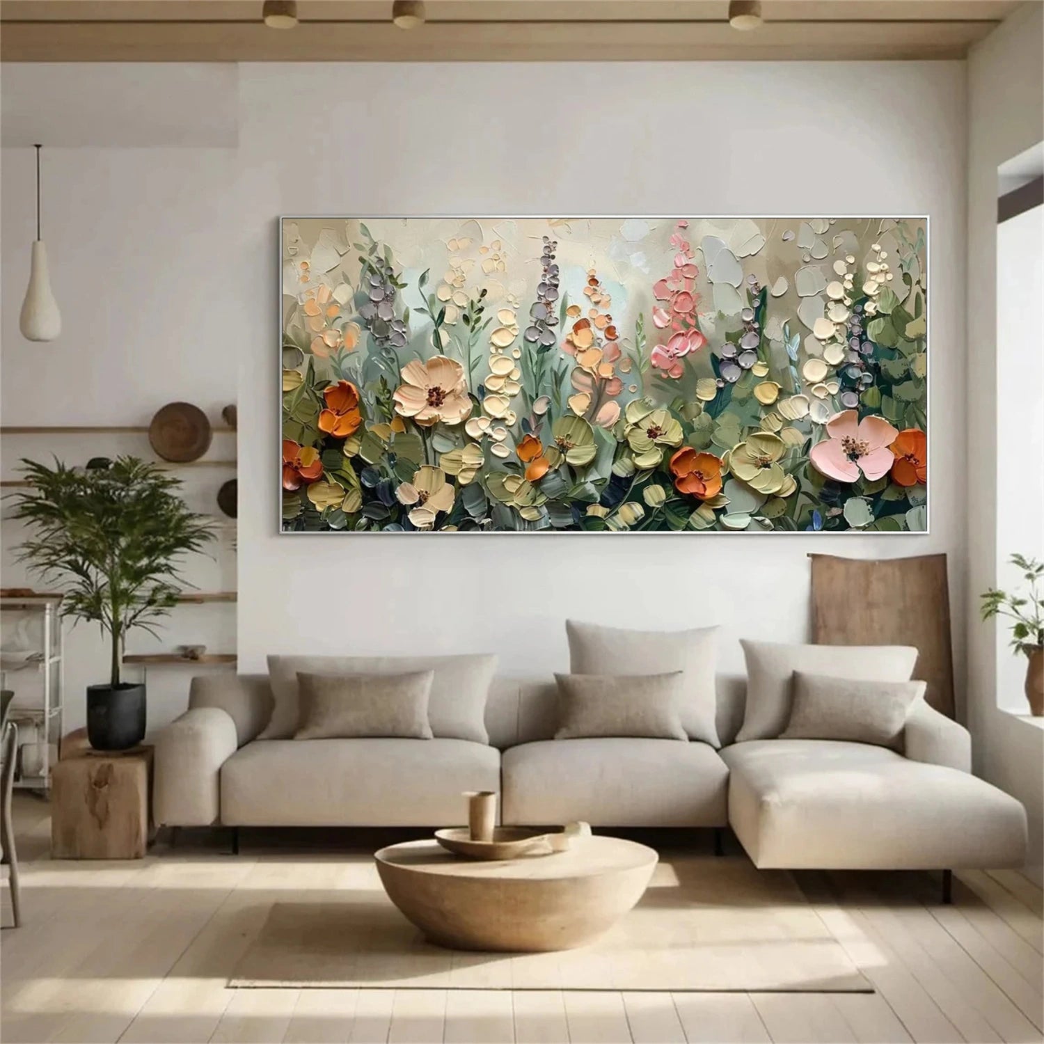 Colorful Abstract Flower And Tree Textured Canvas Art #MF102