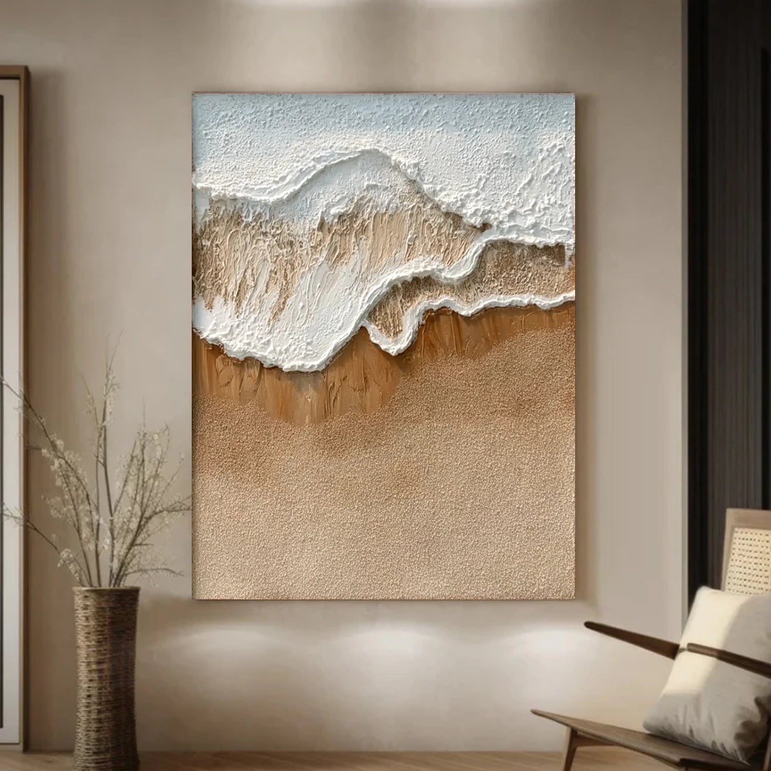 Minimalist Ocean And Sky Textured Canvas Art #OC142