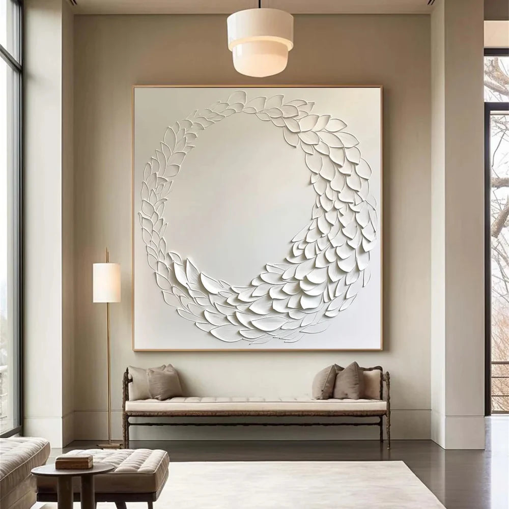 White Minimalist Textured Wall Art #WM063