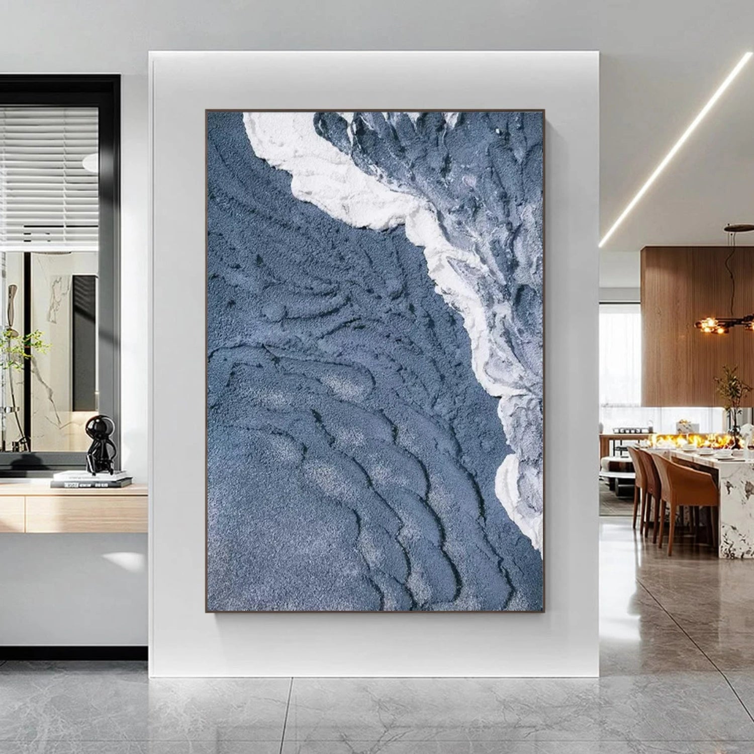 Blue Minimalist Textured Canvas Art #WM114
