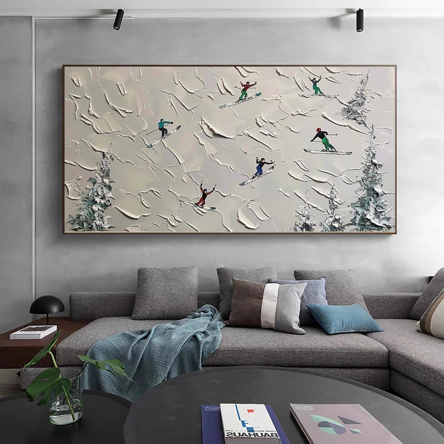 Skiing Sport Textured Canvas Painting #PB074