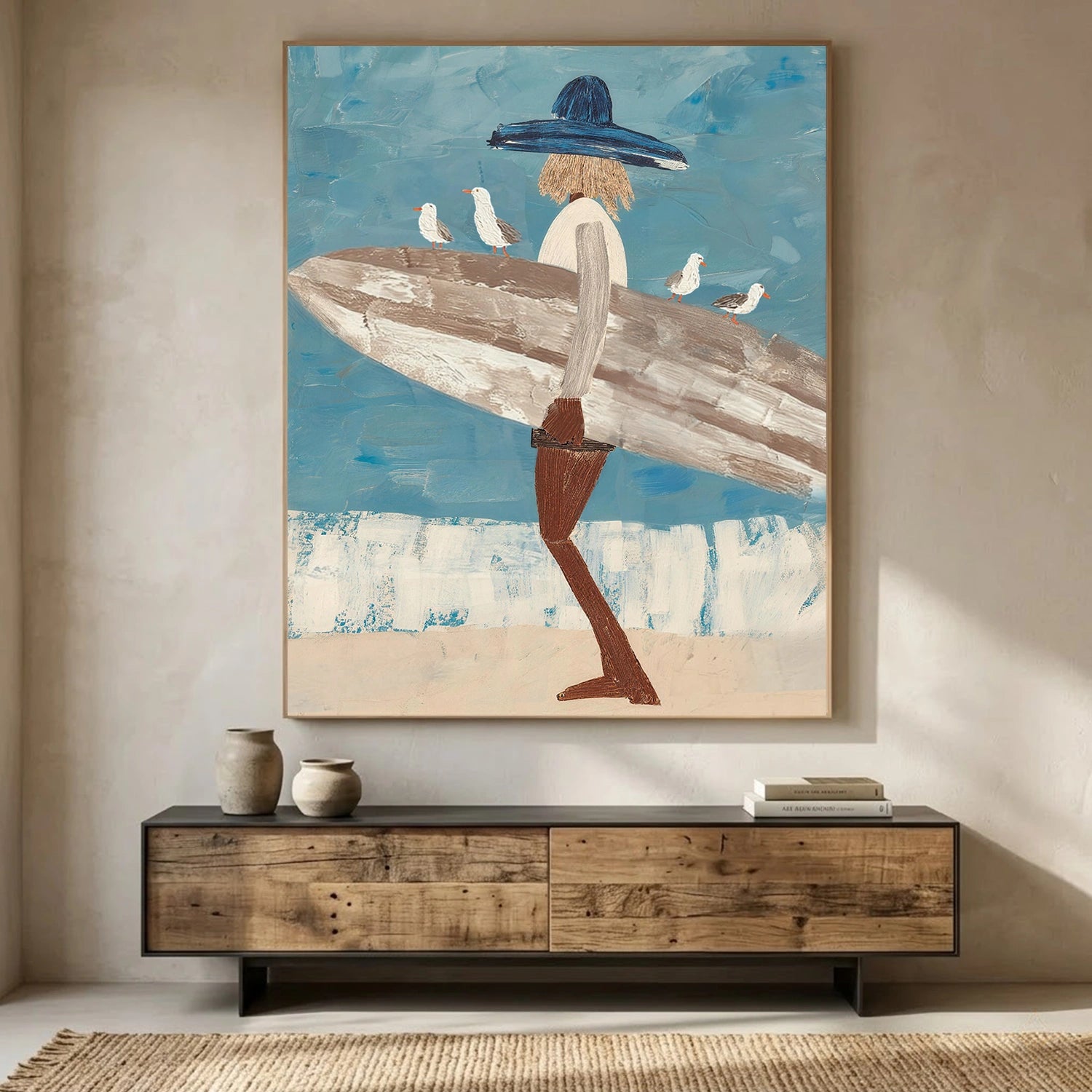 Surfing Sport Textured Canvas Painting #PB090