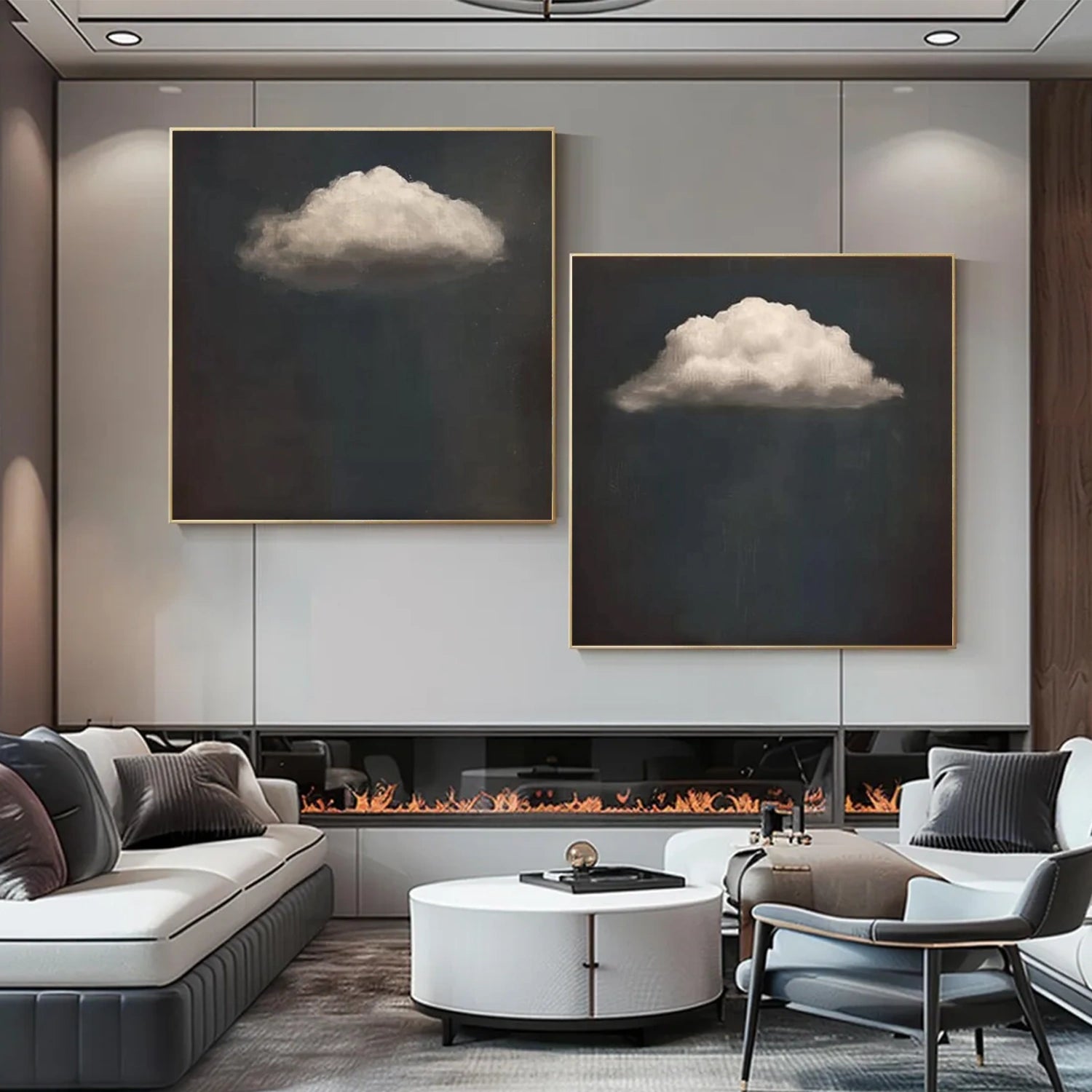 Black and White Abstract Wall Art Set of 2 #VA110