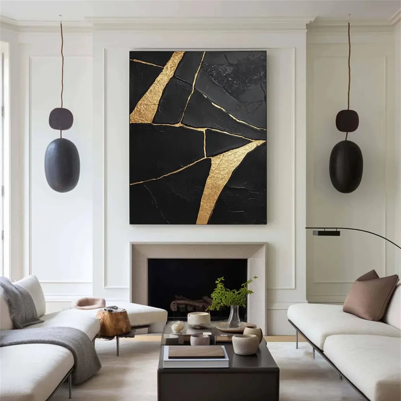 Black Minimalist Textured Canvas Art #WZ094