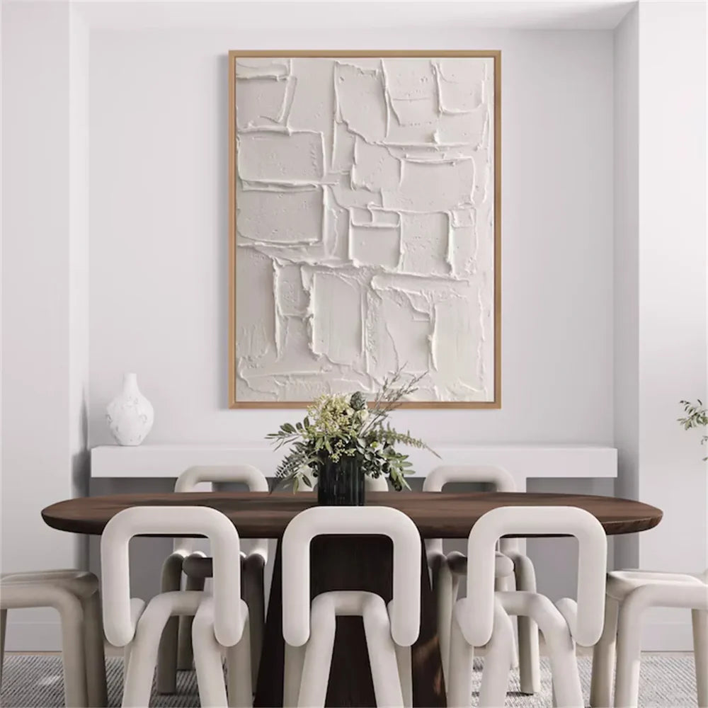 White Minimalist Textured Wall Art #WM051