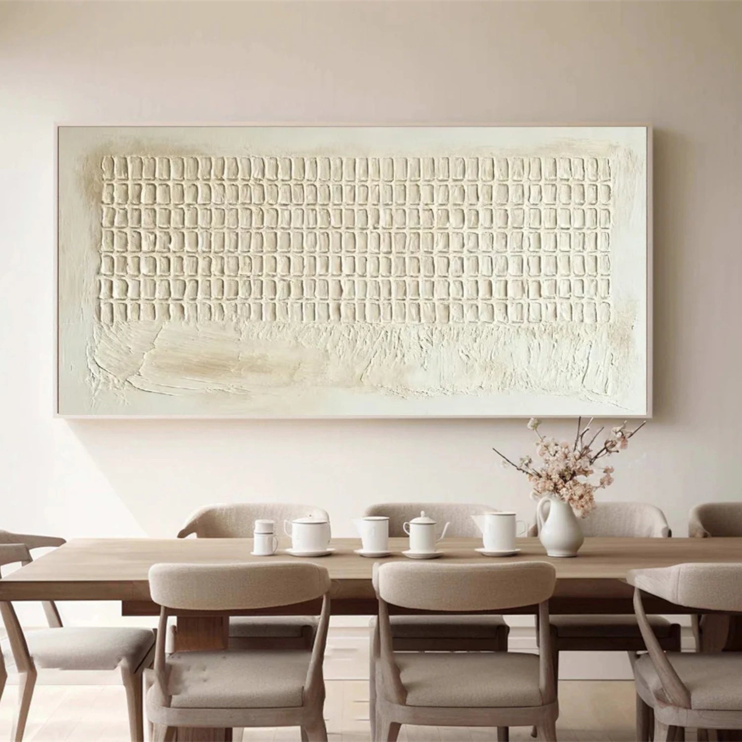 Beige Minimalist Textured Canvas Art #WM080