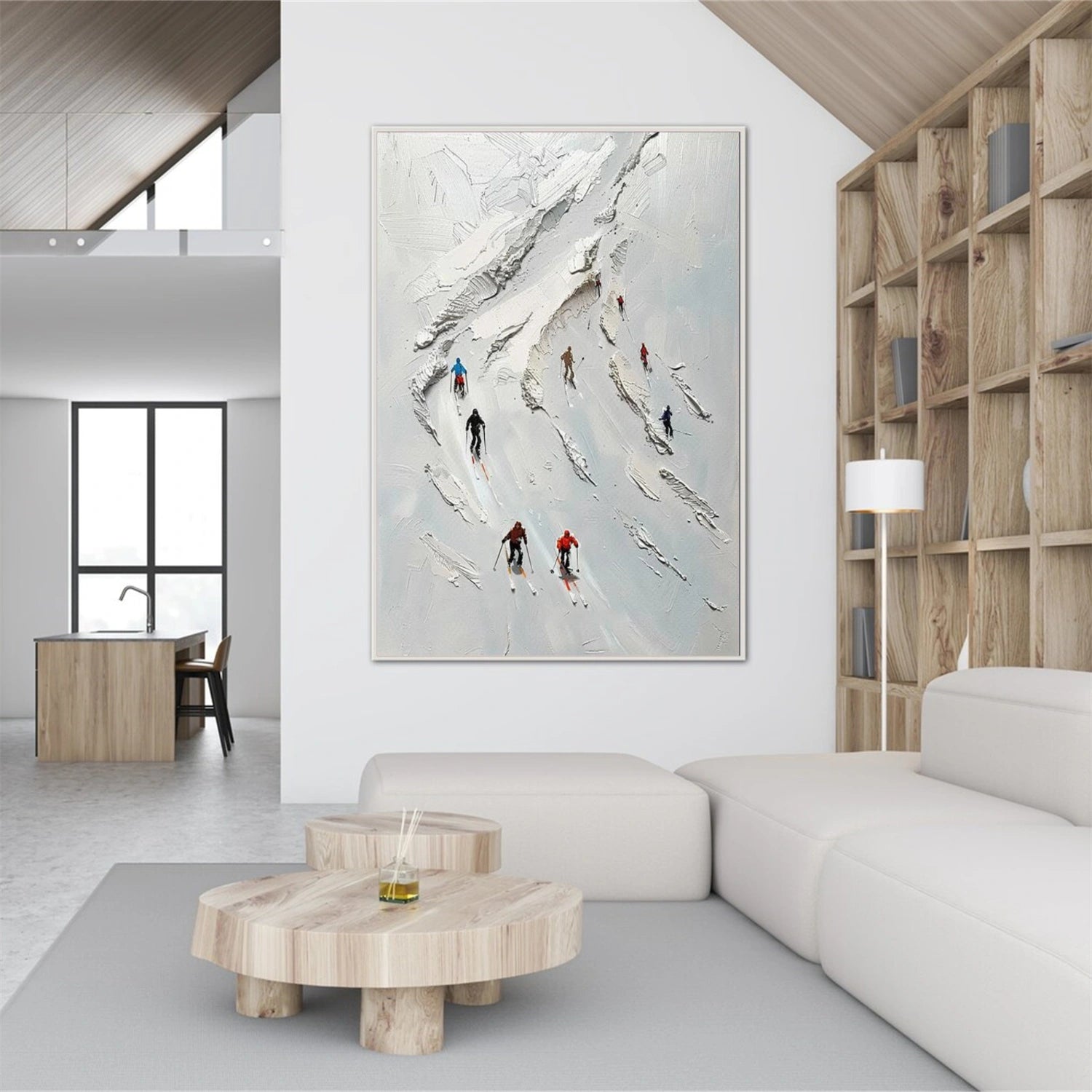 Skiing Sport Textured Canvas Painting #PB055