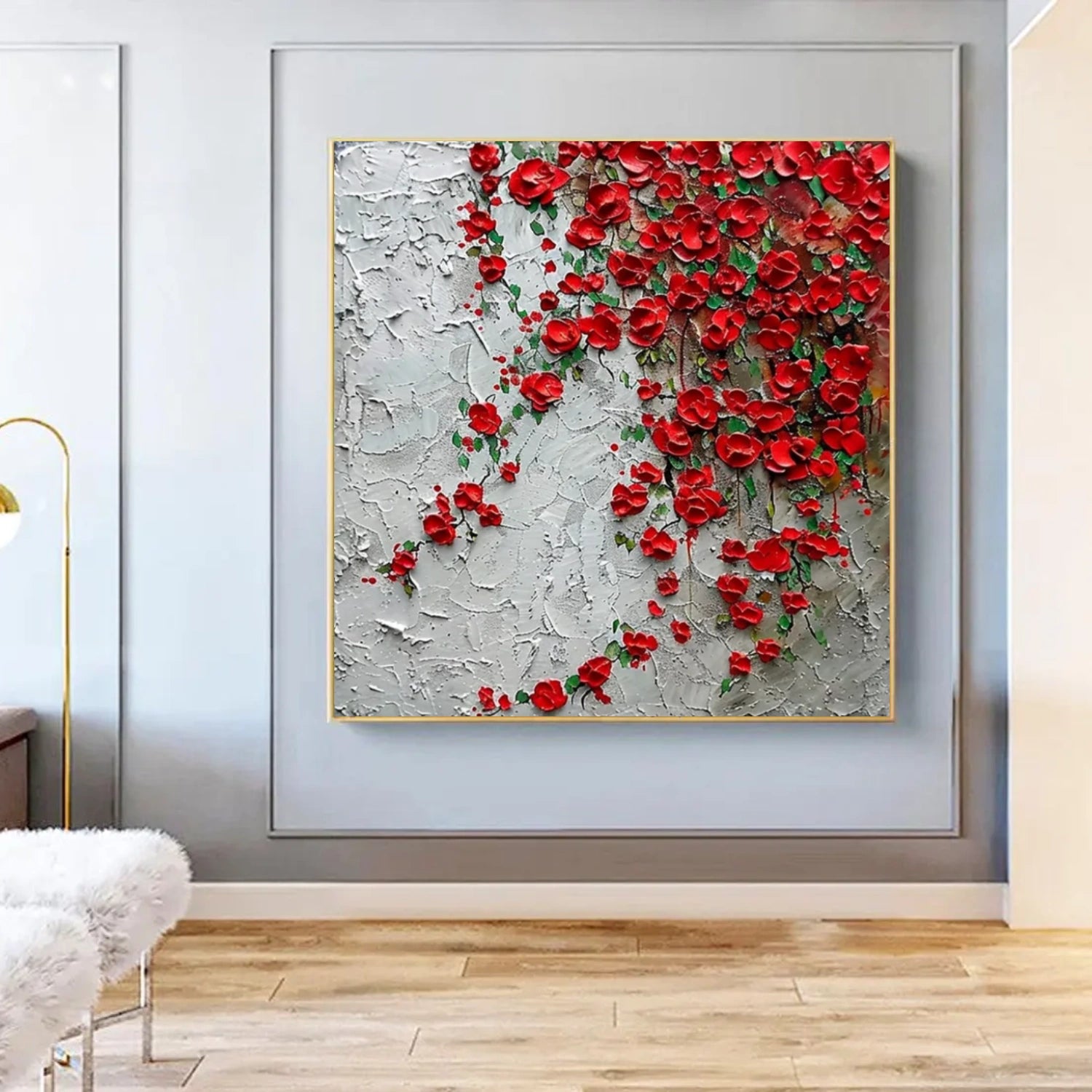 Minimalist Flower And Tree Textured Canvas Art #MF117