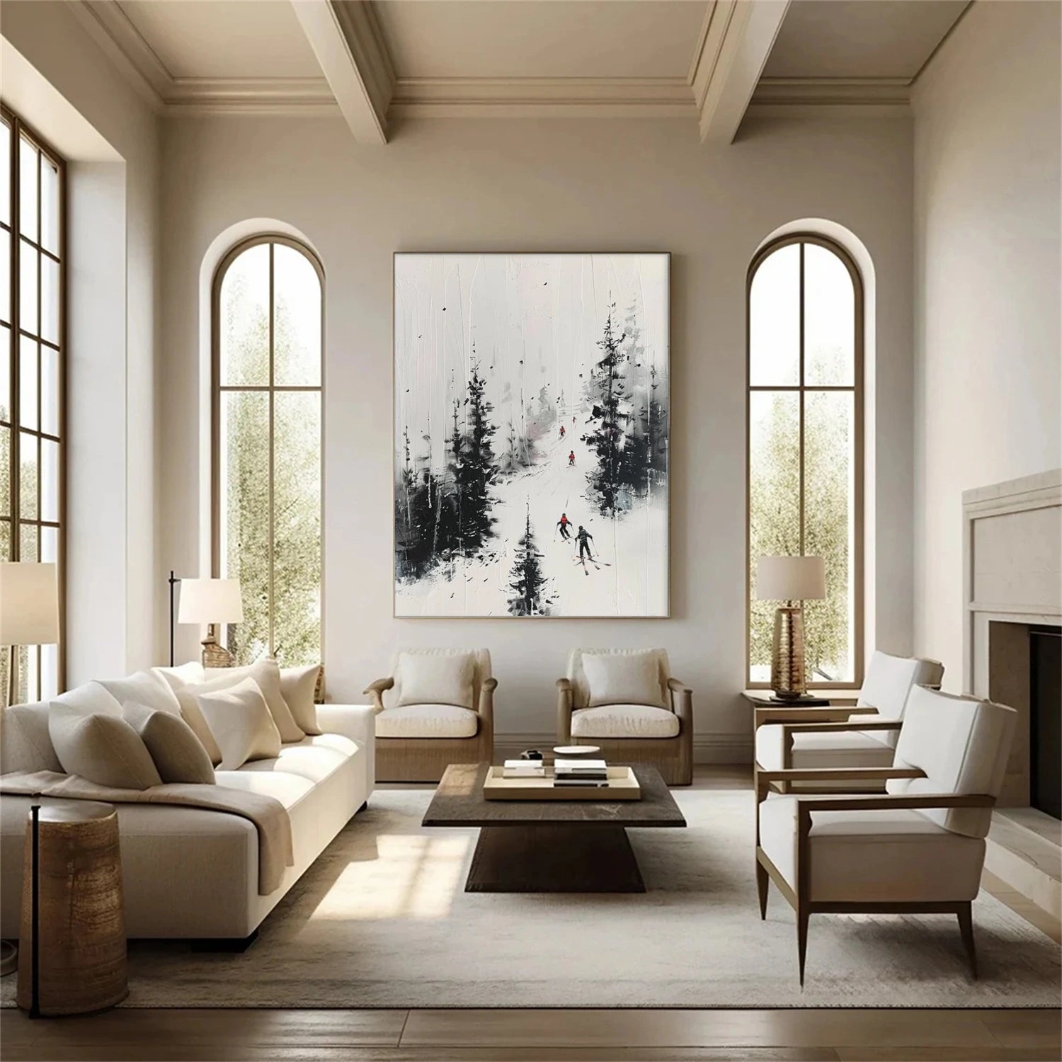 Skiing Sport Textured Canvas Painting #PB037