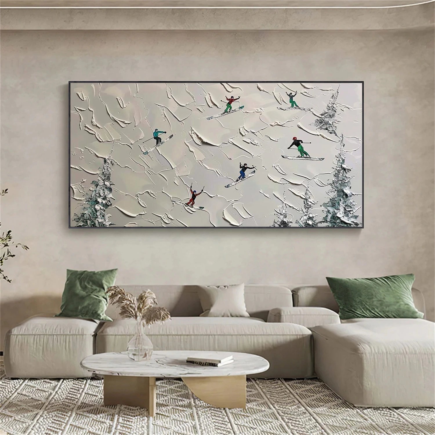 Skiing Sport Textured Canvas Painting #PB074