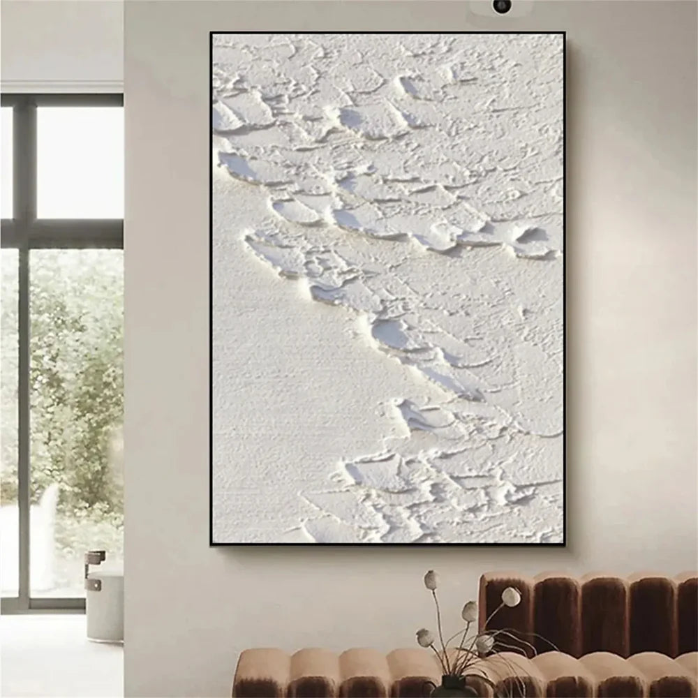 White Minimalist Textured Wall Art #WM074