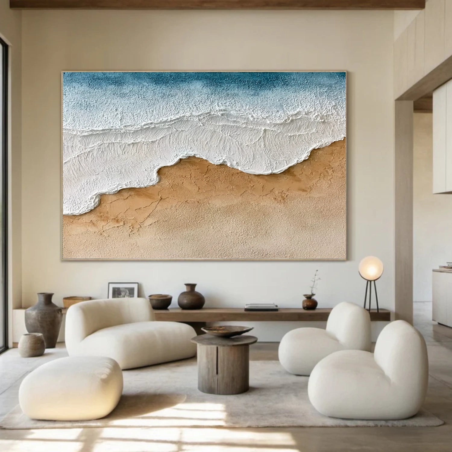 Abstract Ocean And Sky Textured Canvas Art #OC141