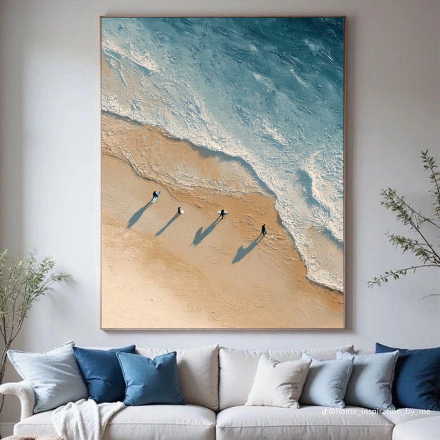 Abstract Ocean And Sky Textured Canvas Art #OC177