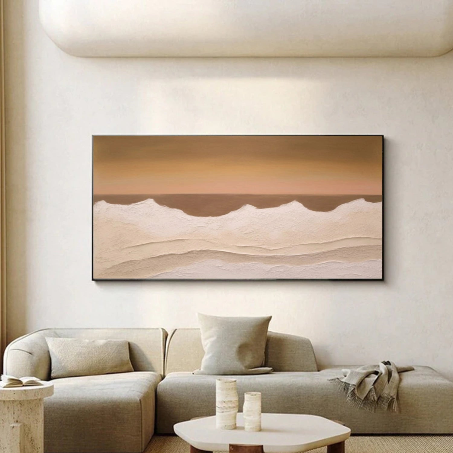 Minimalist Ocean And Sky Textured Canvas Art #OC180