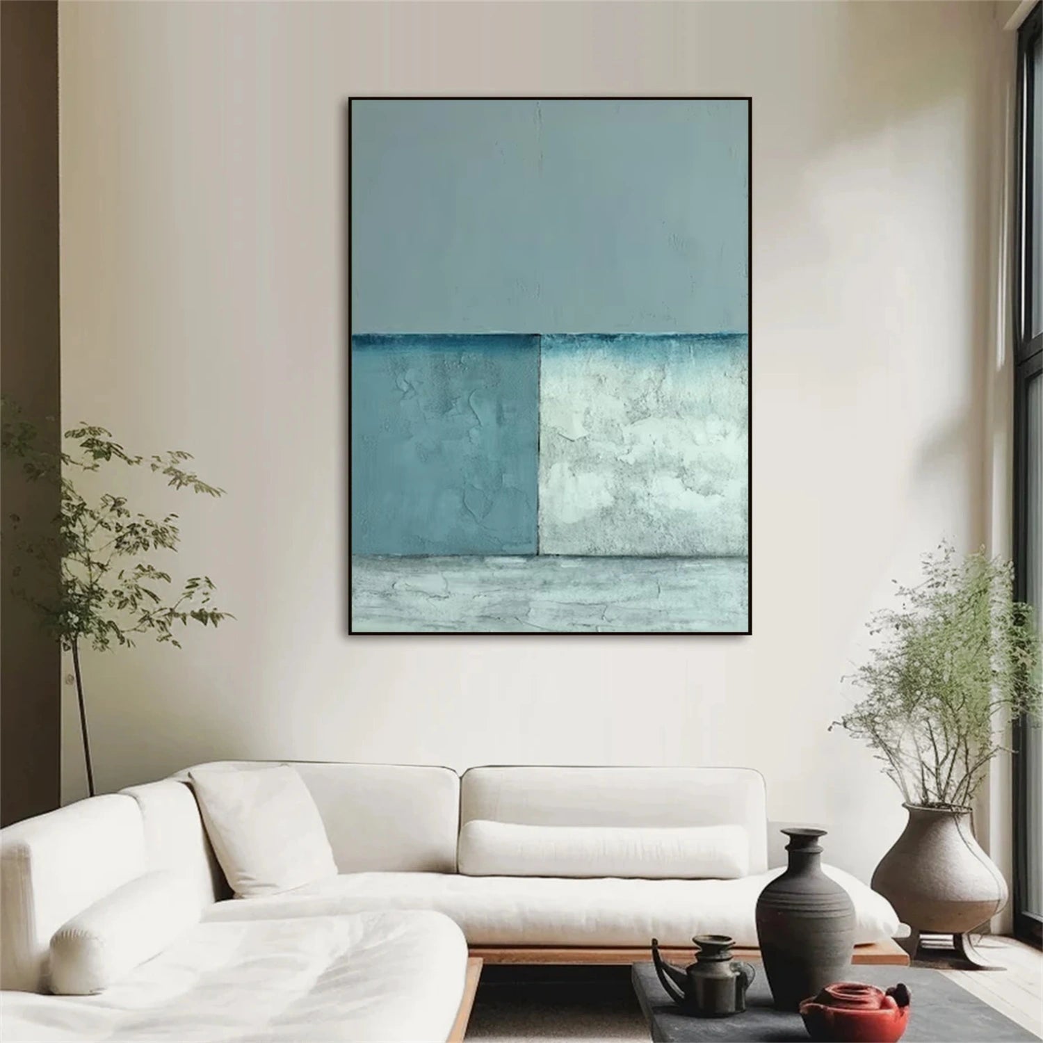 Blue and Green Minimalist Canvas Art #WM133