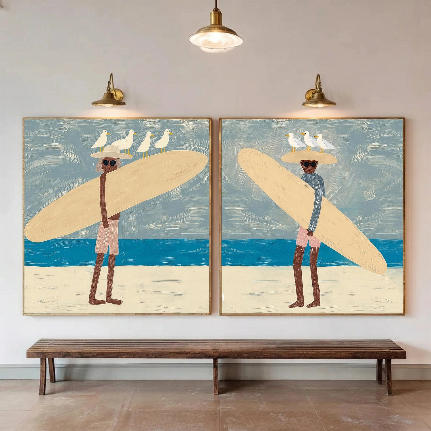Surfing Sport Canvas Painting Set of 2 #PB092