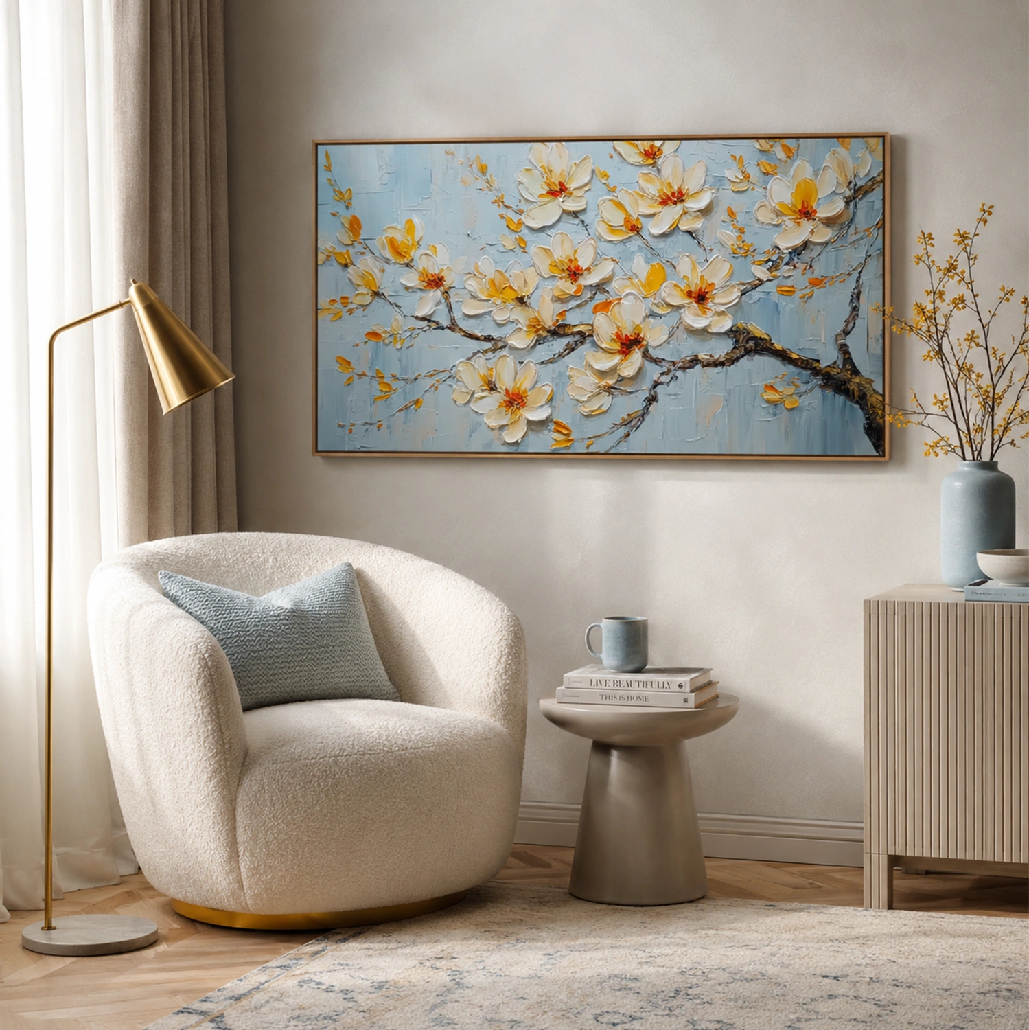 Abstract Flower And Tree Textured Canvas Art #MF198