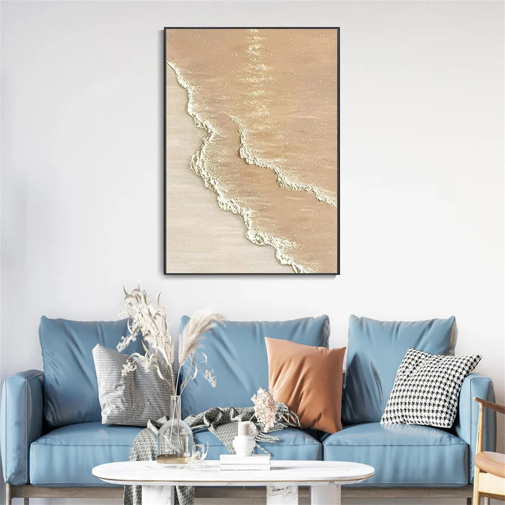 Abstract Ocean And Sky Textured Canvas Art #OC040