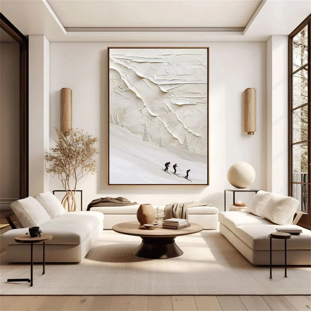 Skiing Sport Textured Canvas Painting #PB006