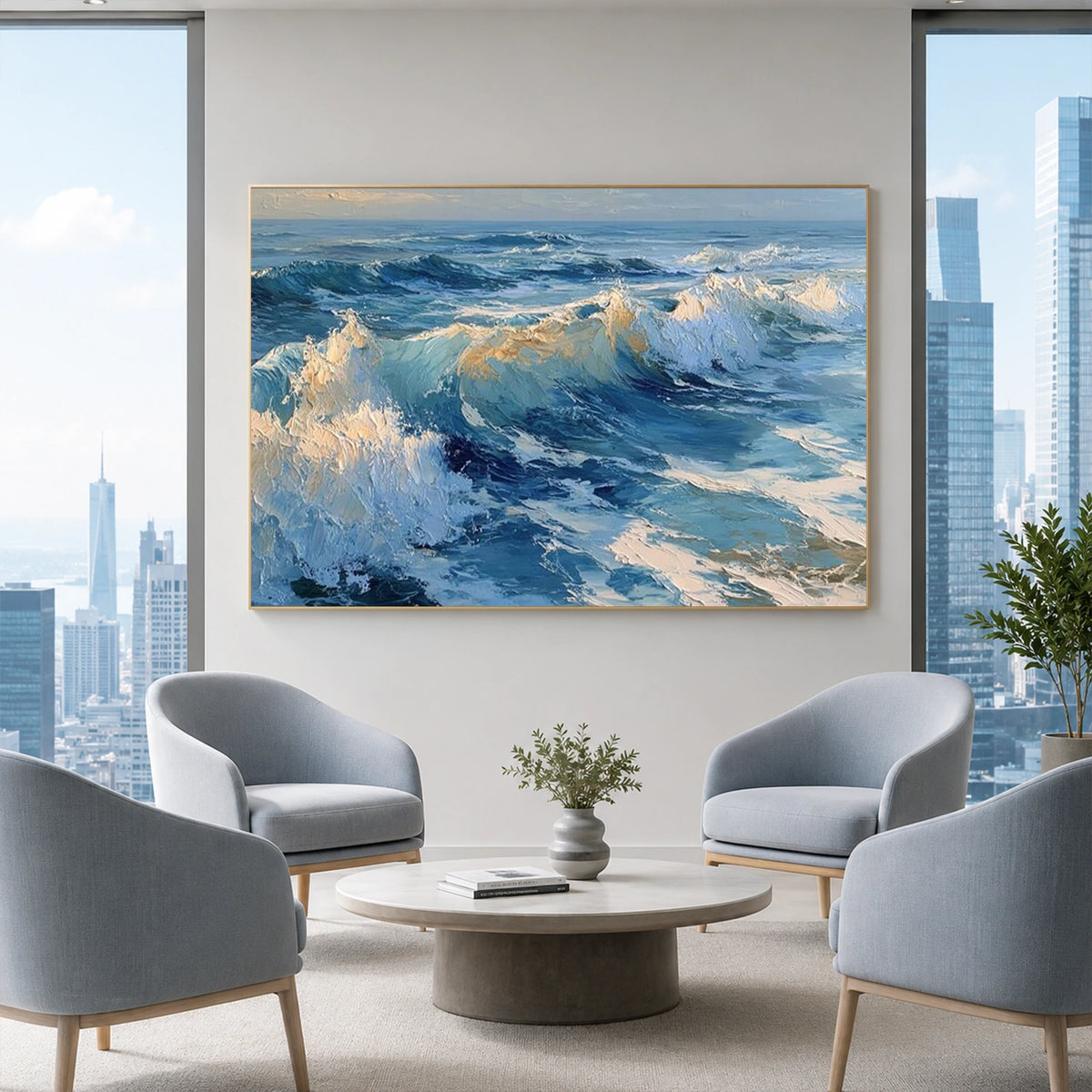 Abstract Ocean And Sky Canvas Art #OC232