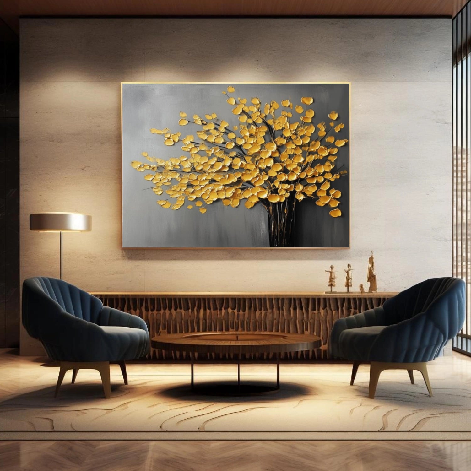 Abstract Flower And Tree Textured Canvas Art  #MF152