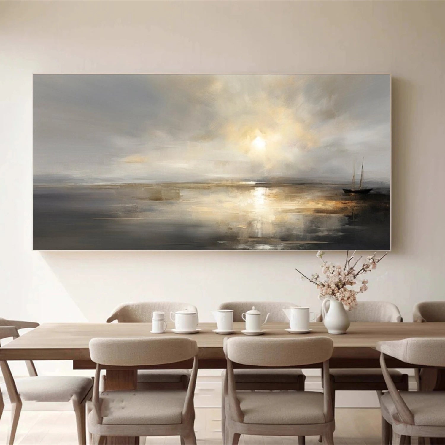 Abstract Ocean And Sky Canvas Art #OC078