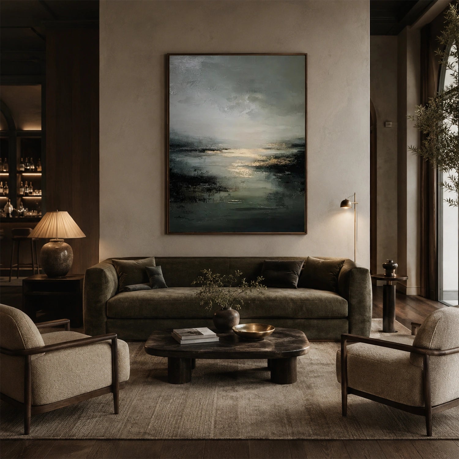 Abstract Ocean And Sky Canvas Art #OC218