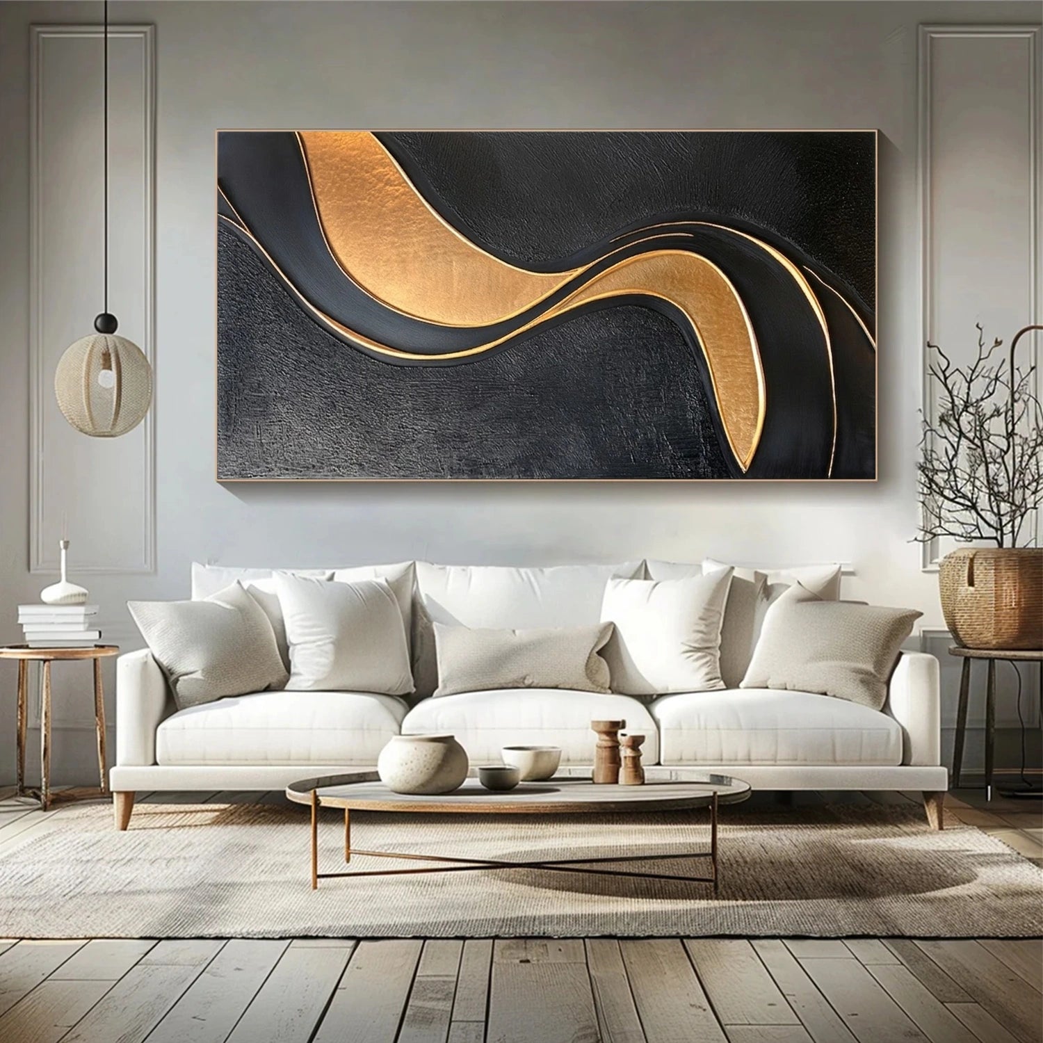 Black Minimalist Textured Canvas Art #WZ126