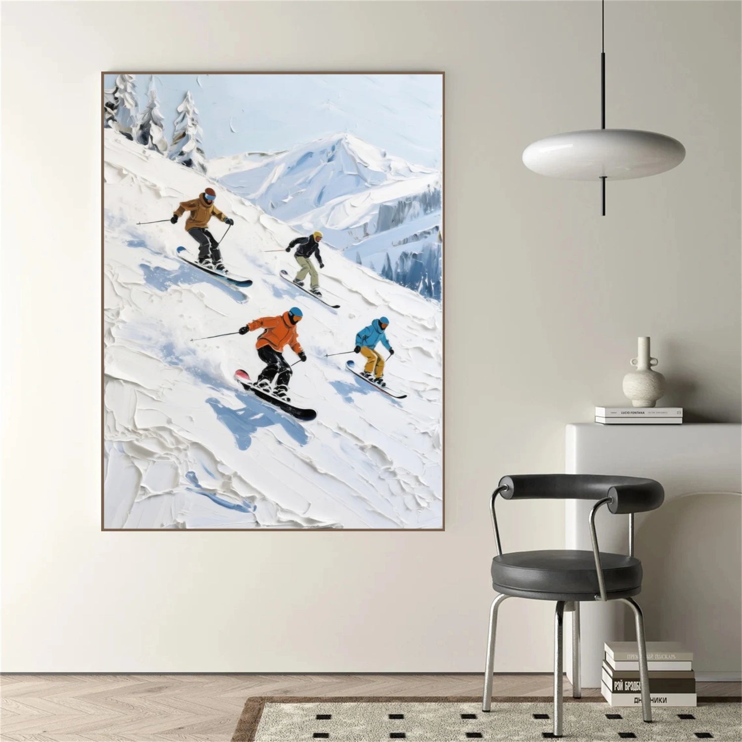 Skiing Sport Textured Canvas Painting #PB048