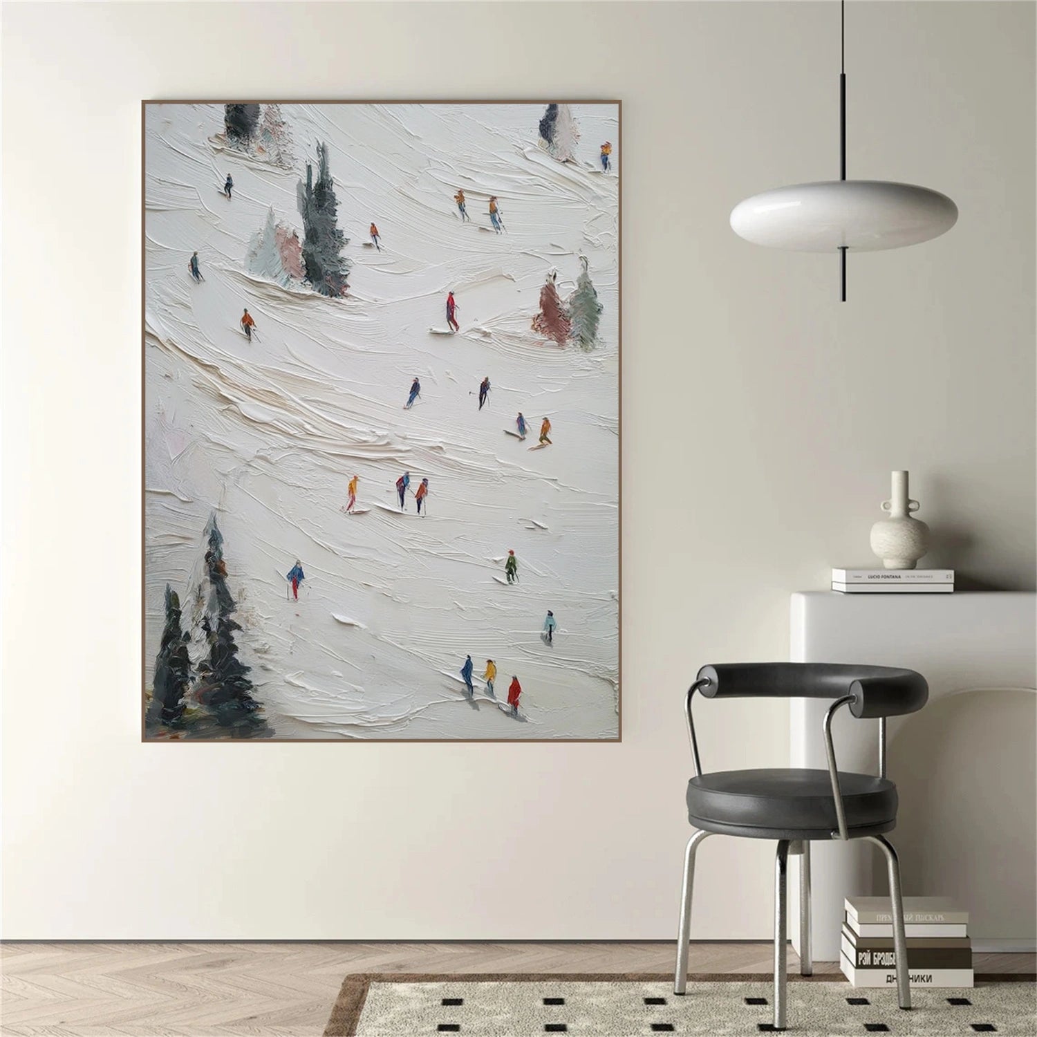 Skiing Sport Textured Canvas Painting #PB067