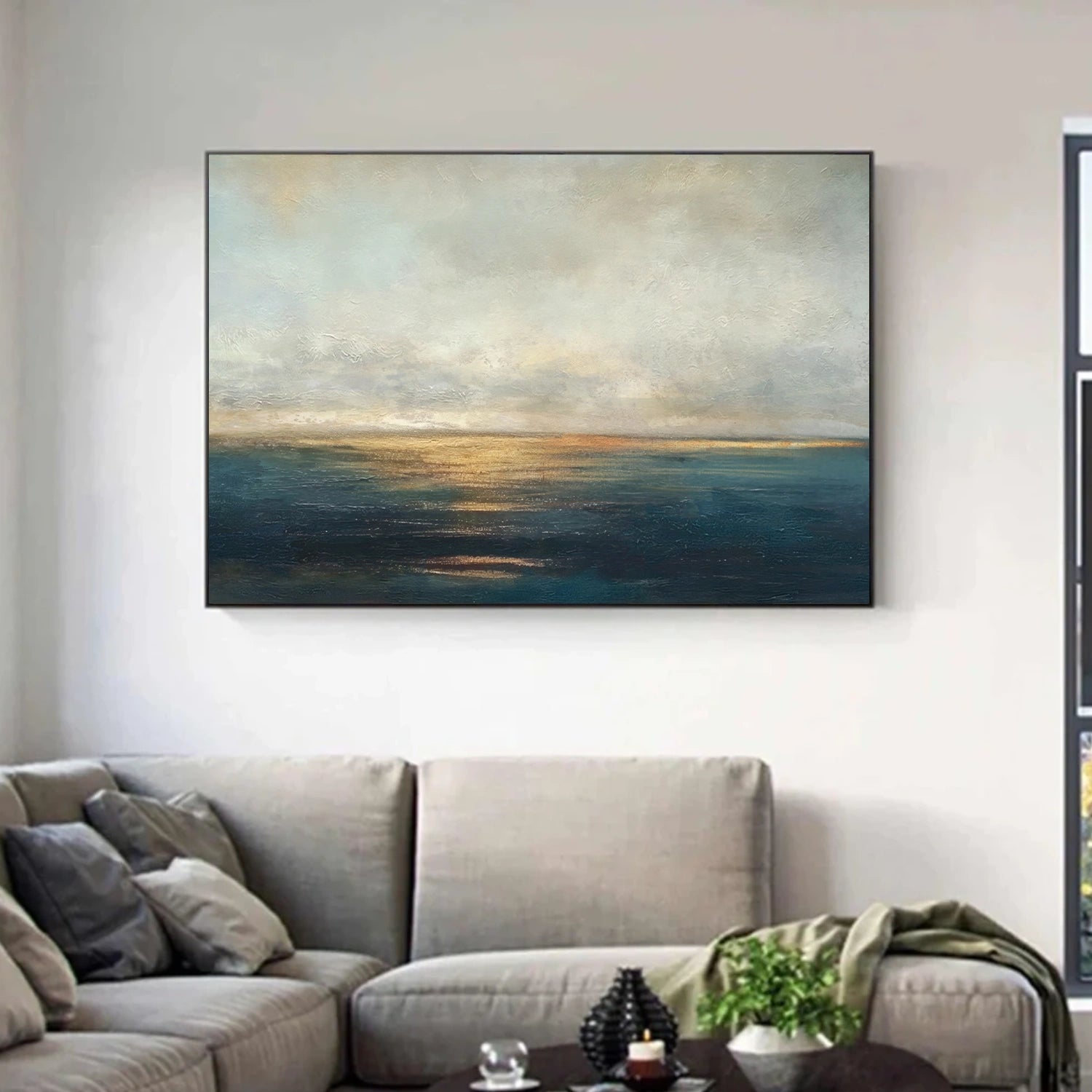 Blue and Gold Abstract Wall Art #VA208