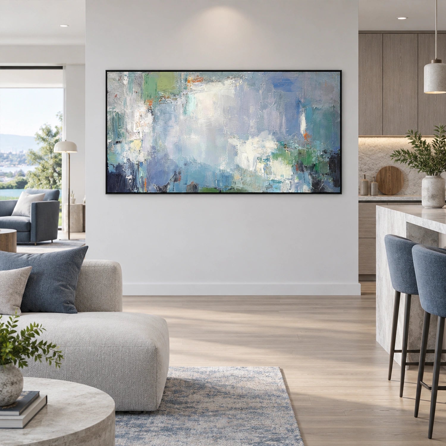 Blue Abstract Wall Art #VA342