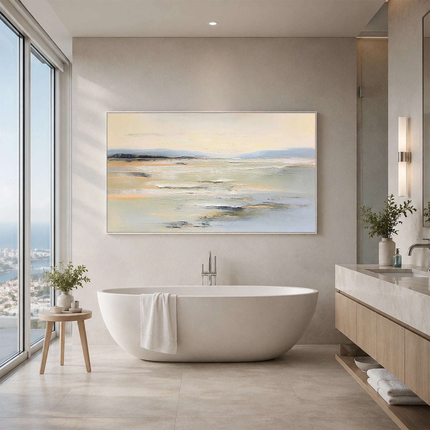 Abstract Ocean And Sky Canvas Art #OC215