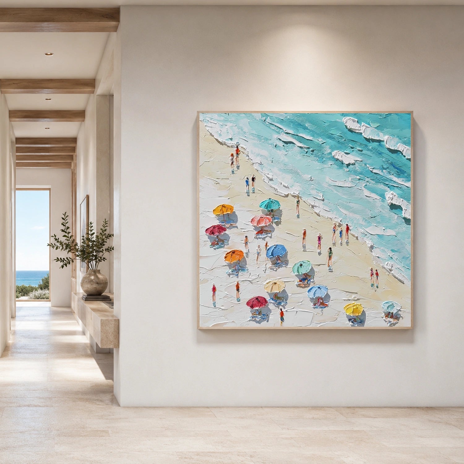 Abstract Ocean And Sky Textured Canvas Art #OC197
