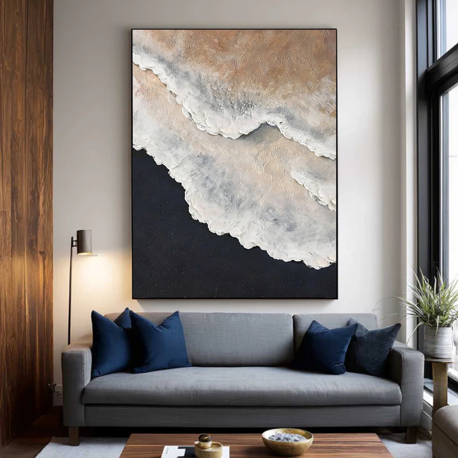 Minimalist Ocean And Sky Textured Canvas Art #OC165