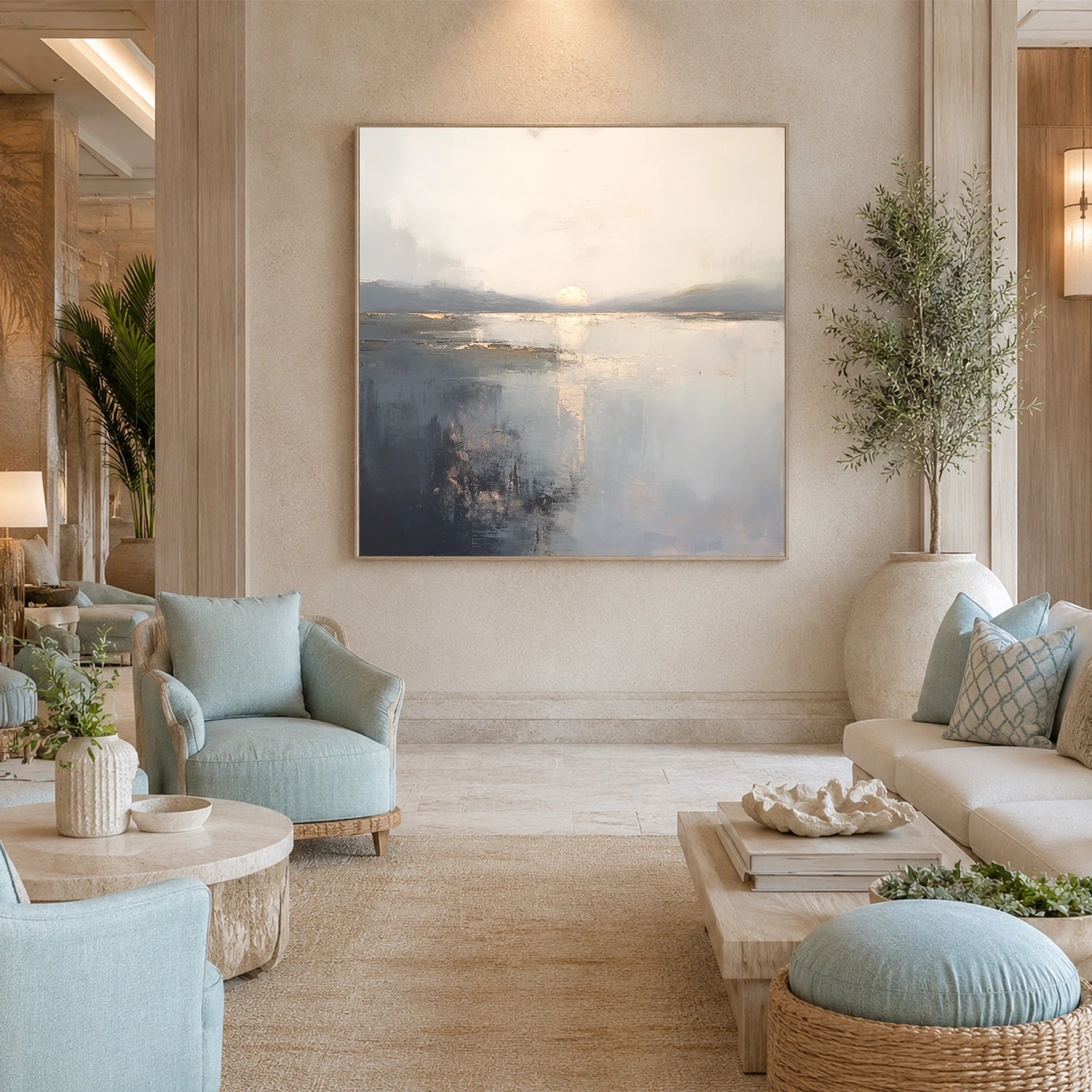 Abstract Ocean And Sky Canvas Art #OC204