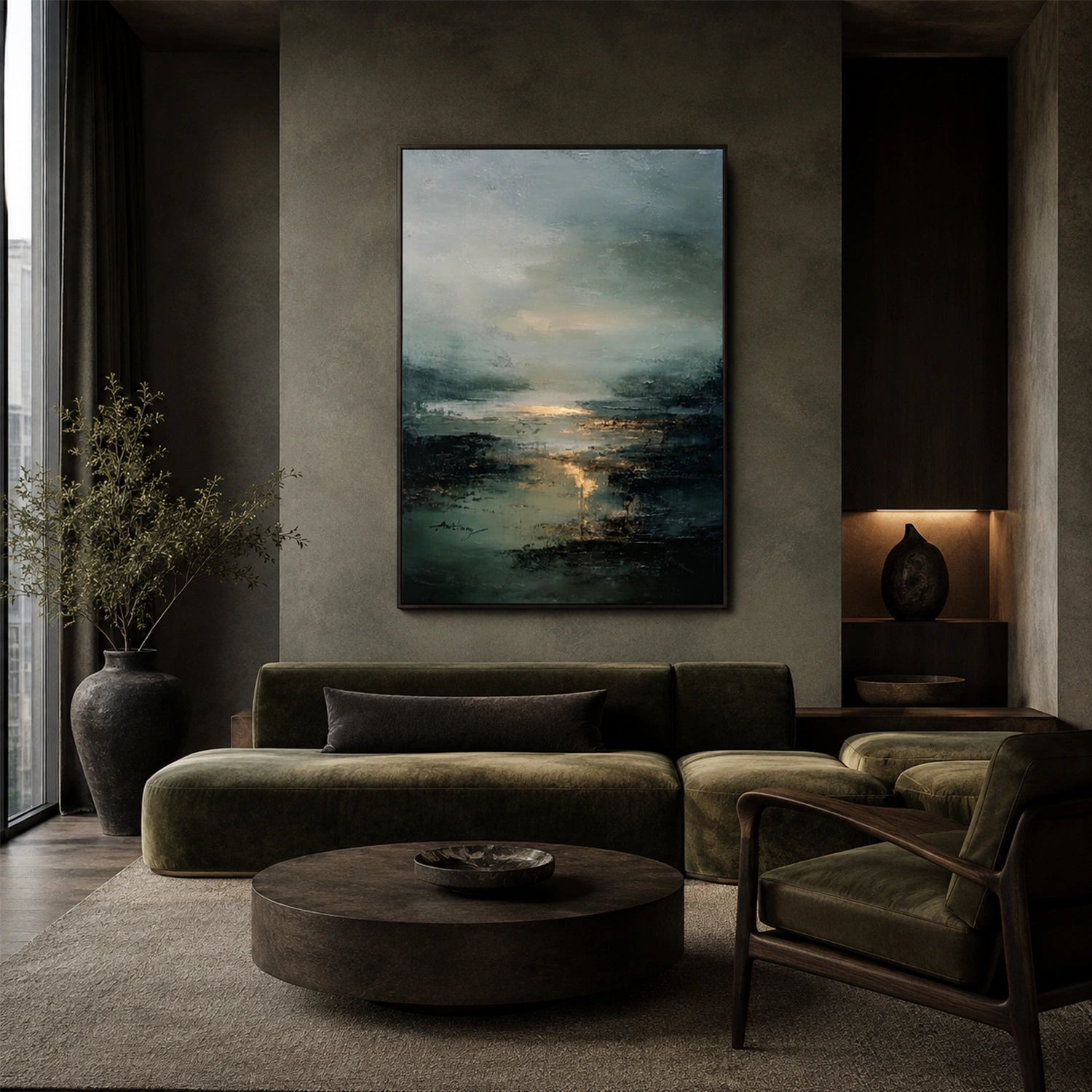 Abstract Ocean And Sky Canvas Art #OC219